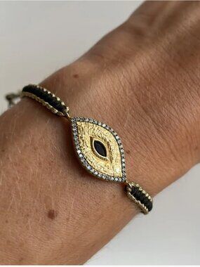TAI Gold Evil Eye Bracelet in Black/Gold